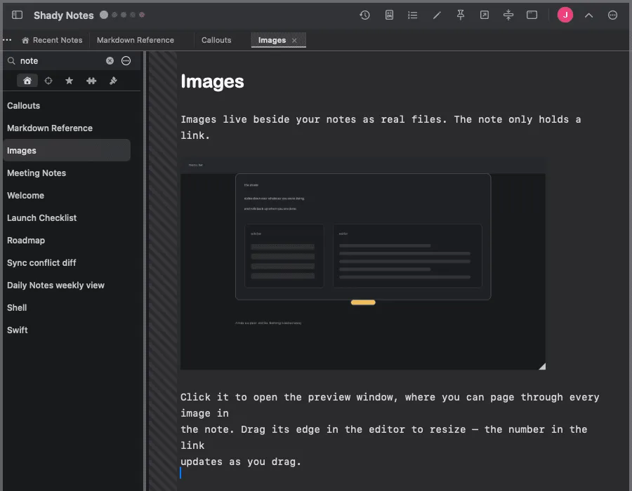 A note with an inline image displayed at a set width.