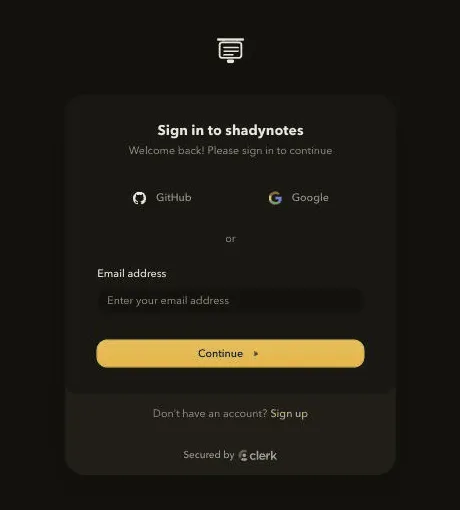 The sign-in card that /app/connect redirects to when signed out, offering GitHub, Google or email.
