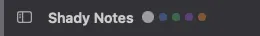 The workspace strip in the toolbar: five coloured pills, the active one larger and highlighted.